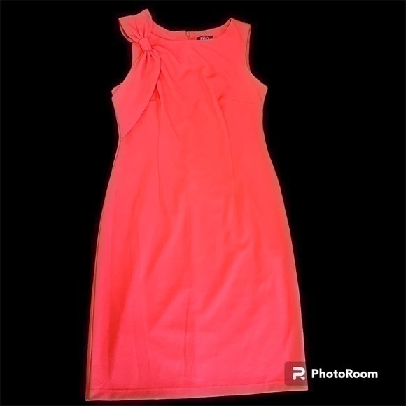 SL Fashions NY salmon colored dress with bow accent - Picture 1 of 7